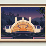 Hollywood Bowl illustration of a Los Angeles landmark by George Townley – detailed architectural art print capturing the iconic landmark