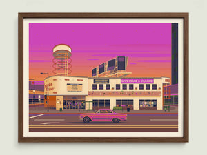 Amoeba Music illustration of a Los Angeles landmark by George Townley – detailed architectural art print capturing the iconic landmark