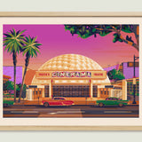 Cinerama Dome illustration of a Los Angeles landmark by George Townley – detailed architectural art print capturing the iconic landmark