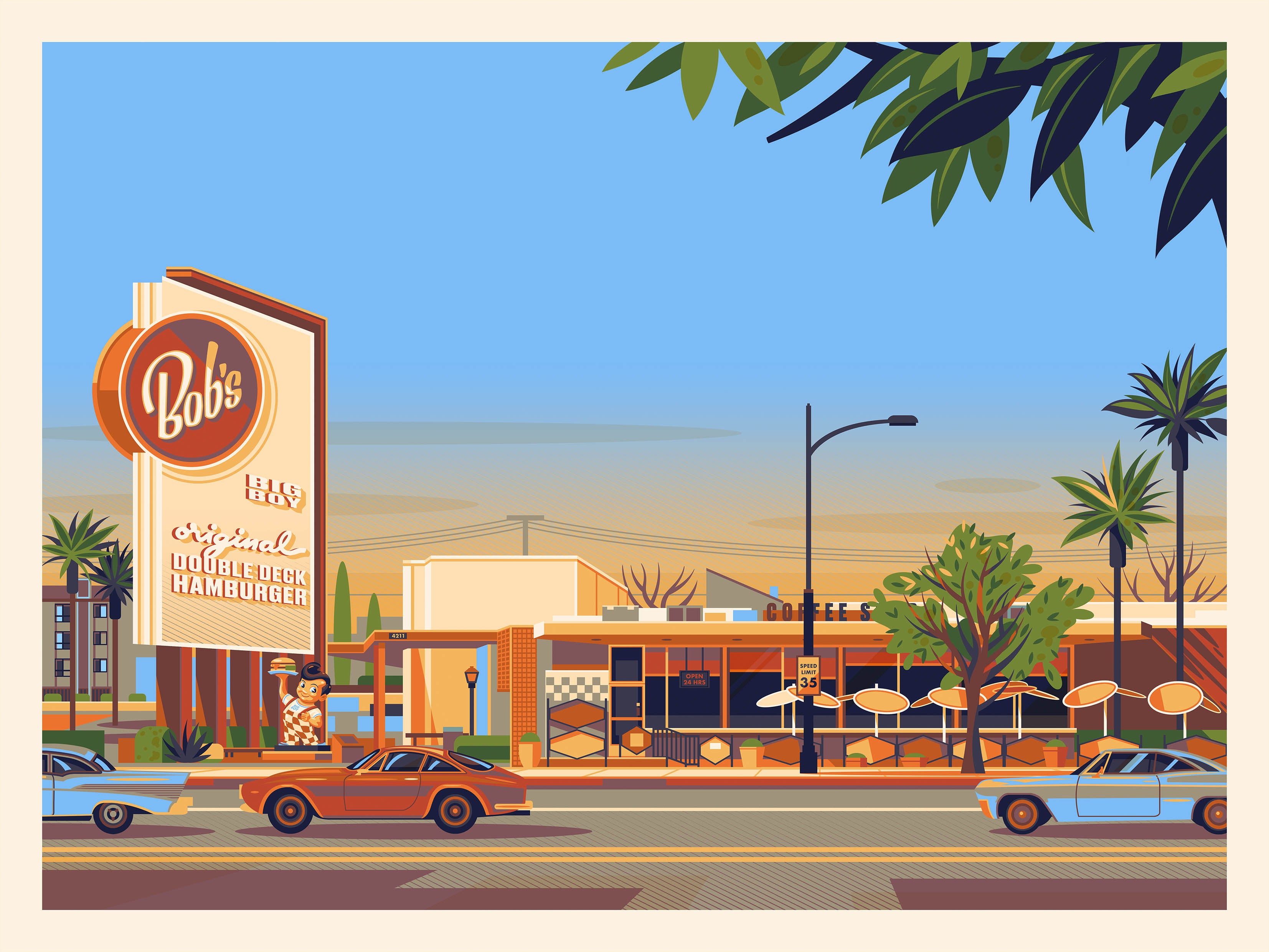 Bob's Big Boy Los Angeles Art Print by George Townley