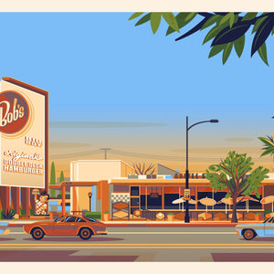 Bob's Big Boy Illustration, Los Angeles Art Print by George Townley