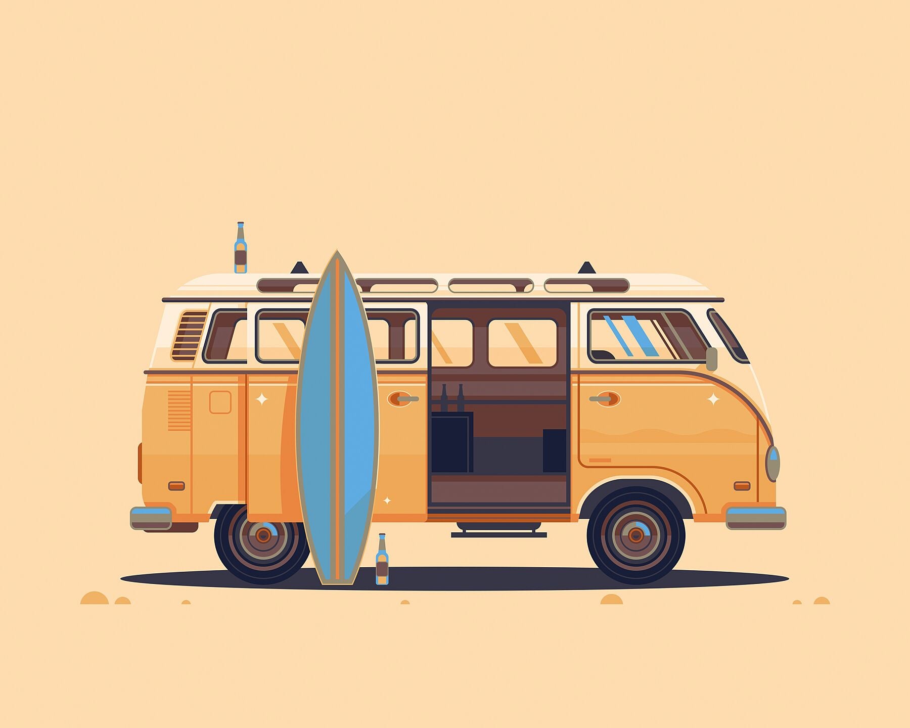 Campervan Los Angeles Art Print by George Townley