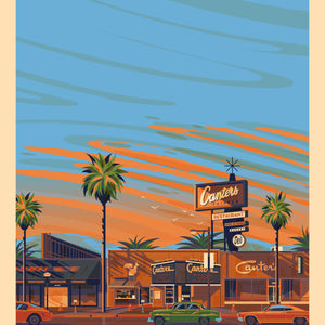 Canter's Deli Illustration, Los Angeles Art Print by George Townley