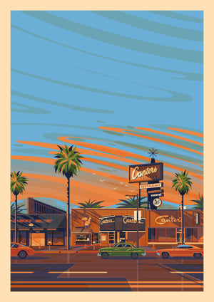Canter's Deli Illustration, Los Angeles Art Print by George Townley