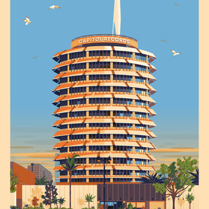 Capitol Records Illustration, Los Angeles Art Print by George Townley