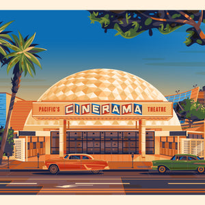 Cinerama Dome Illustration, Los Angeles Art Print by George Townley