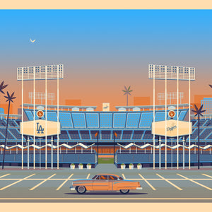 Dodger Stadium Illustration, Los Angeles Art Print by George Townley