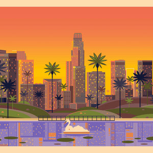 Echo Park Illustration, Los Angeles Art Print by George Townley