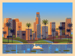 Echo Park Illustration, Los Angeles Art Print by George Townley