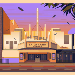 El Rey Theatre Illustration, Los Angeles Art Print by George Townley