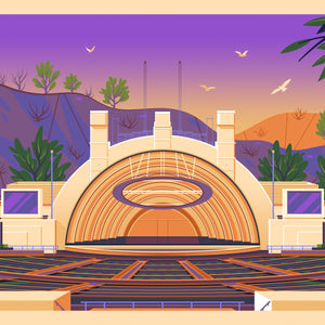 Hollywood Bowl Illustration, Los Angeles Art Print by George Townley