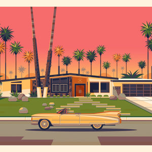 House on Via Vadera Illustration, Los Angeles Art Print by George Townley