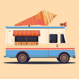 Ice Cream Truck Illustration, Los Angeles Art Print by George Townley