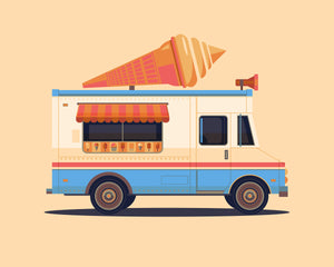 Ice Cream Truck Illustration, Los Angeles Art Print by George Townley