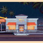 In-N-Out Hollywood Illustration, Los Angeles Art Print by George Townley