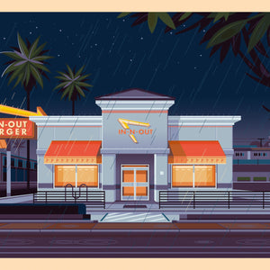 In-N-Out Hollywood Illustration, Los Angeles Art Print by George Townley