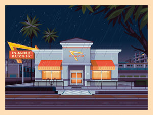 In-N-Out Hollywood Illustration, Los Angeles Art Print by George Townley