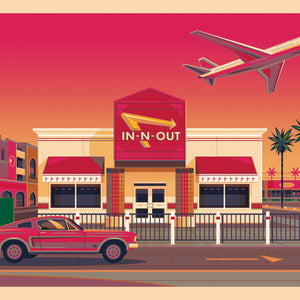 In-N-Out LAX Illustration, Los Angeles Art Print by George Townley