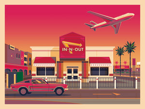 In-N-Out LAX Illustration, Los Angeles Art Print by George Townley