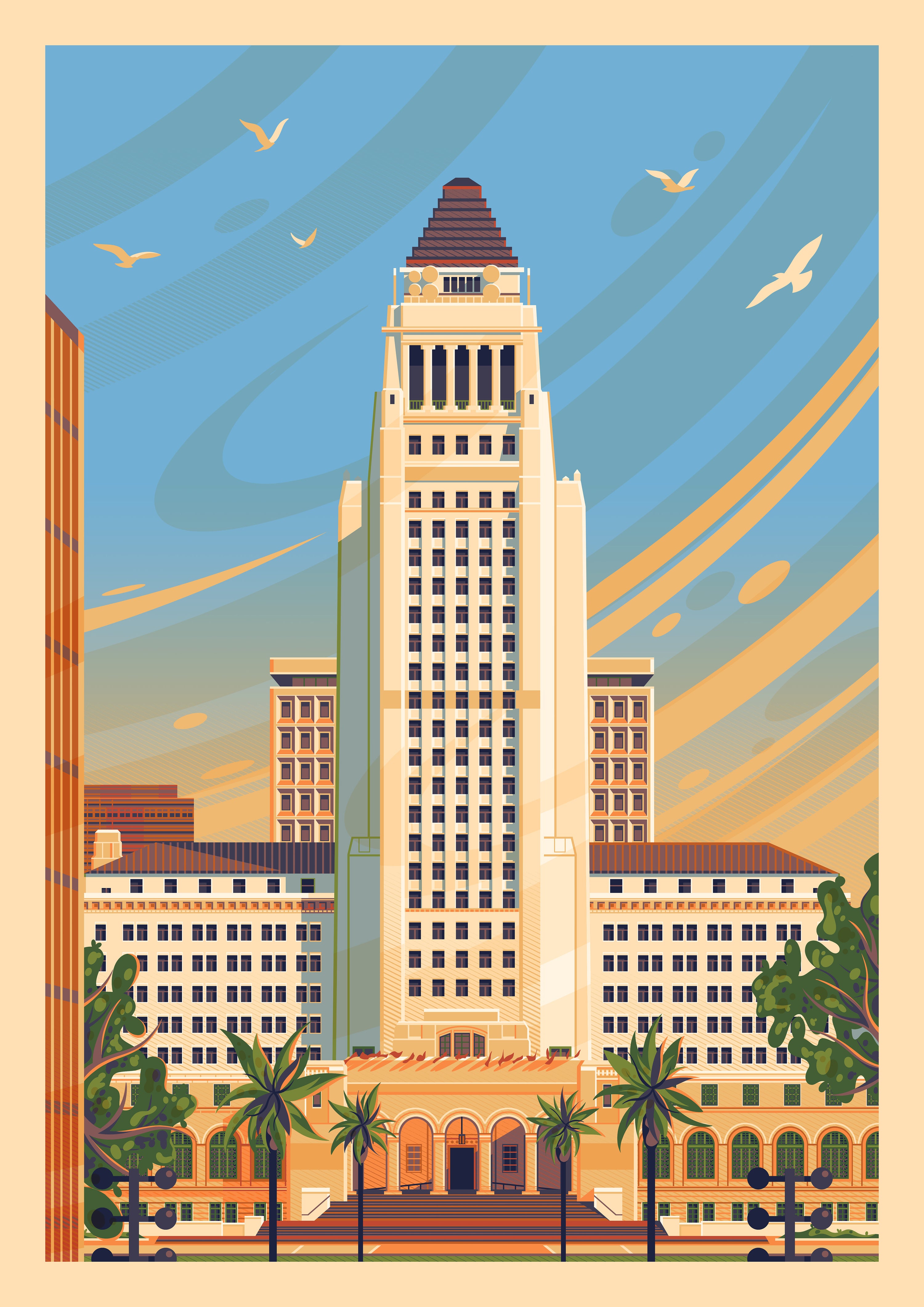 Los Angeles City Hall Art Print by George Townley