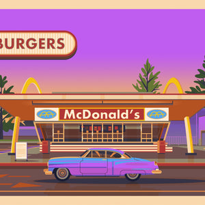 McDonald's Downey Illustration, Los Angeles Art Print by George Townley