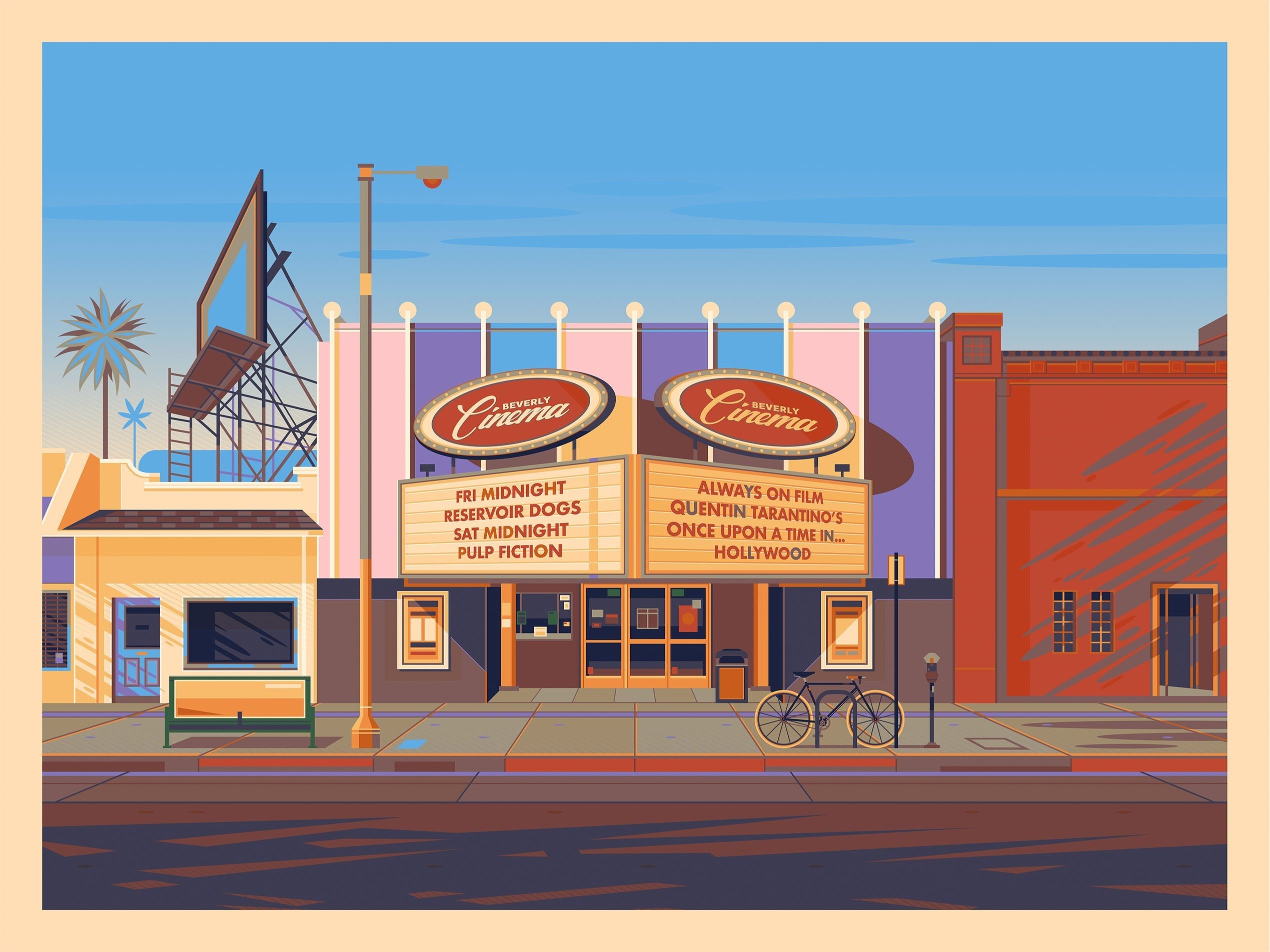 New Beverly Cinema Illustration, Los Angeles Art Print by George Townley