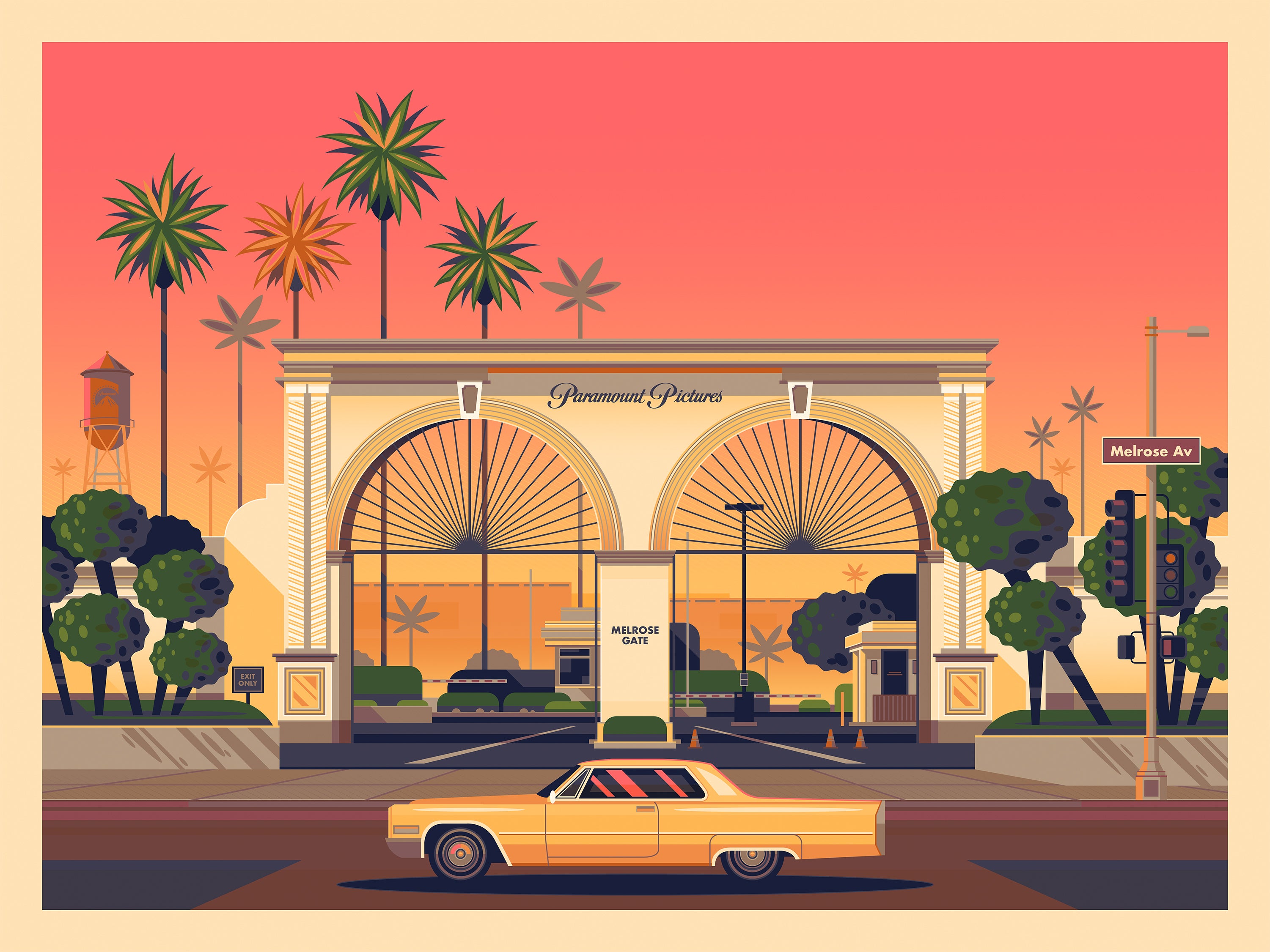 Paramount Pictures Gate Los Angeles Art Print by George Townley