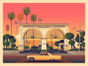 Paramount Pictures Gate Illustration, Los Angeles Art Print by George Townley
