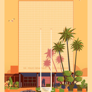 Parker Center Illustration, Los Angeles Art Print by George Townley