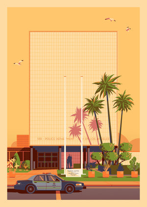 Parker Center Illustration, Los Angeles Art Print by George Townley