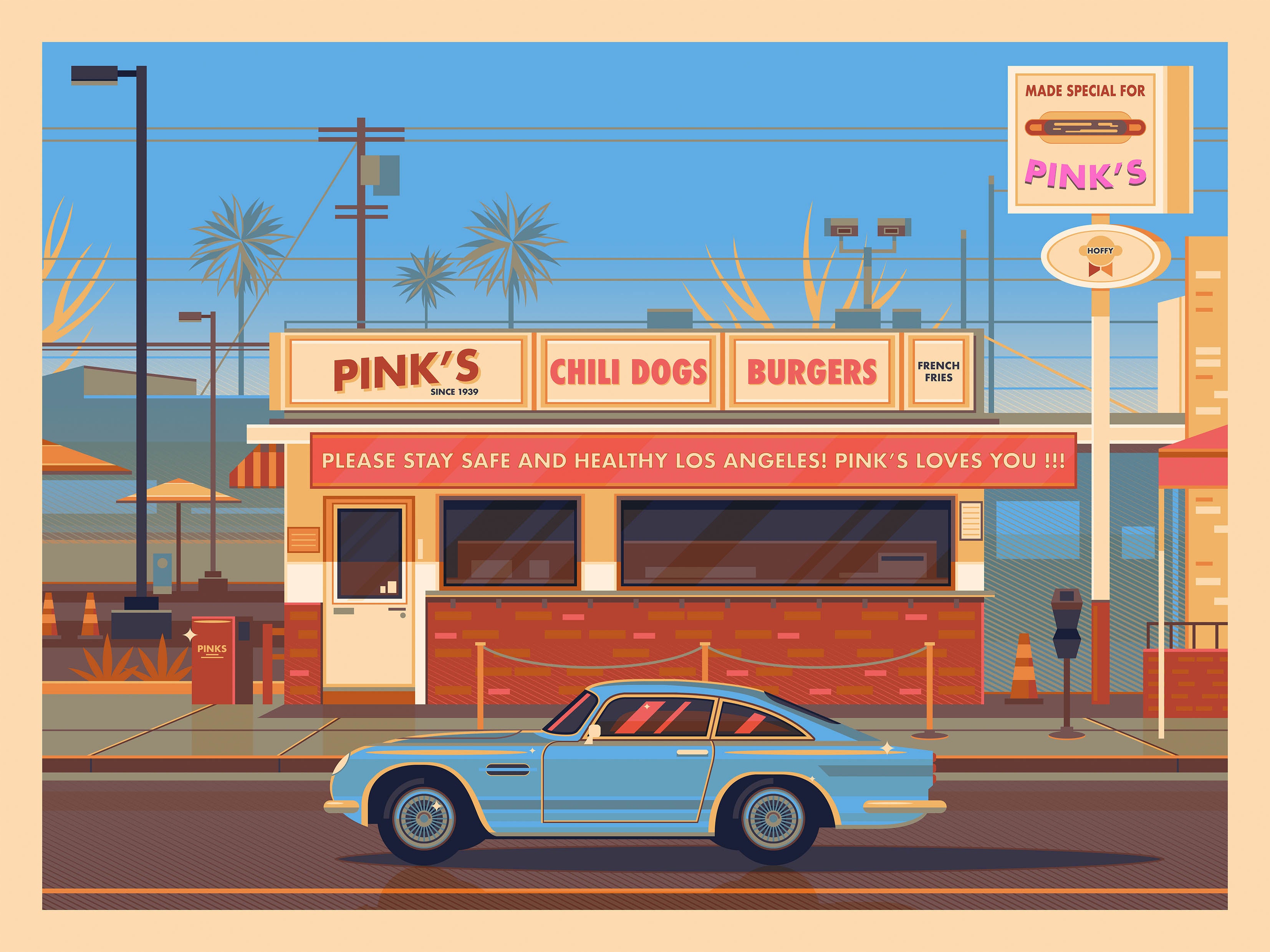 Pinks Hot Dogs Los Angeles Art Print by George Townley