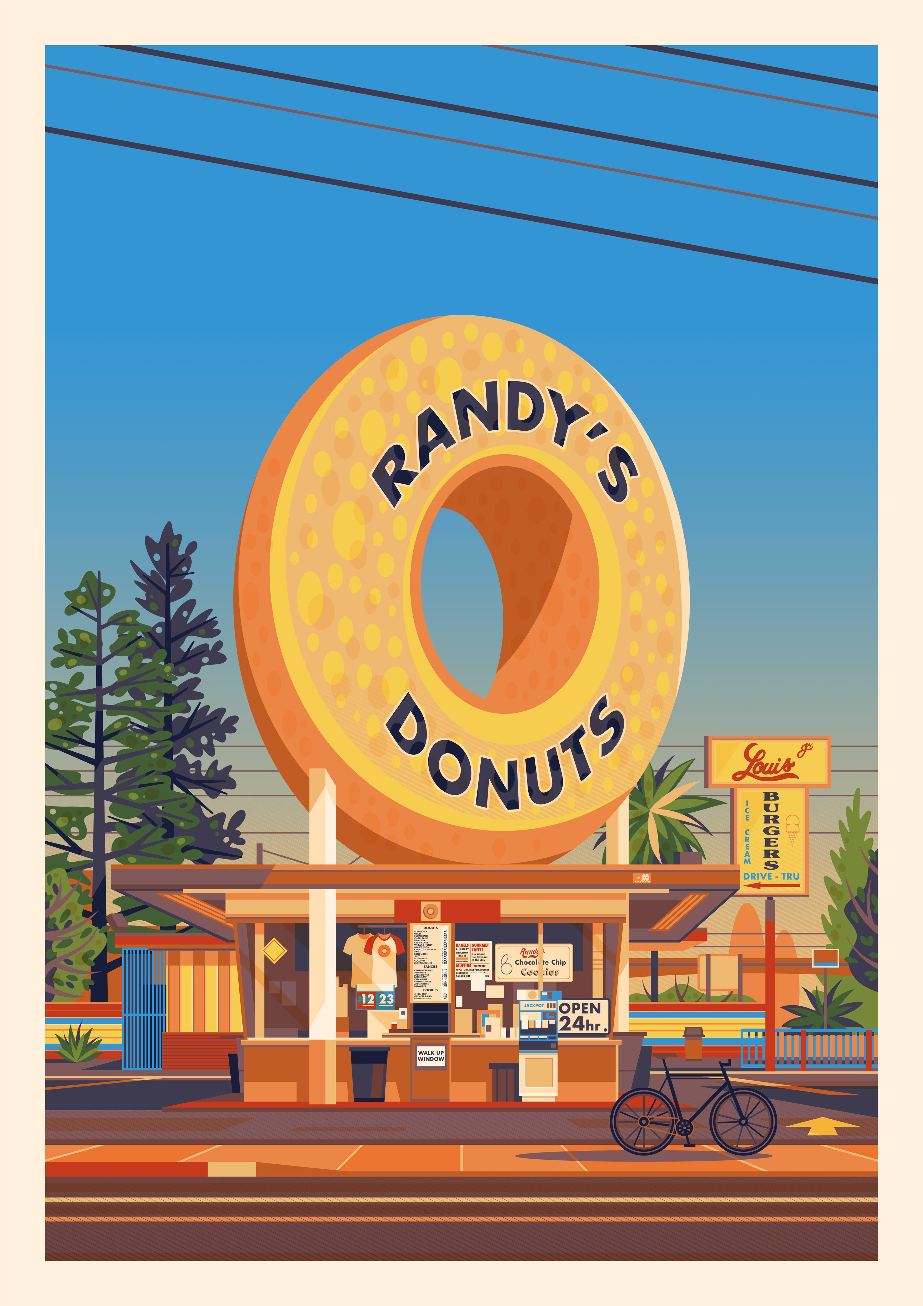 Randys Donuts Los Angeles Art Print by George Townley