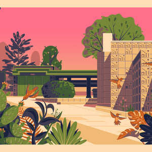 Samuel Freeman House Illustration, Los Angeles Art Print by George Townley