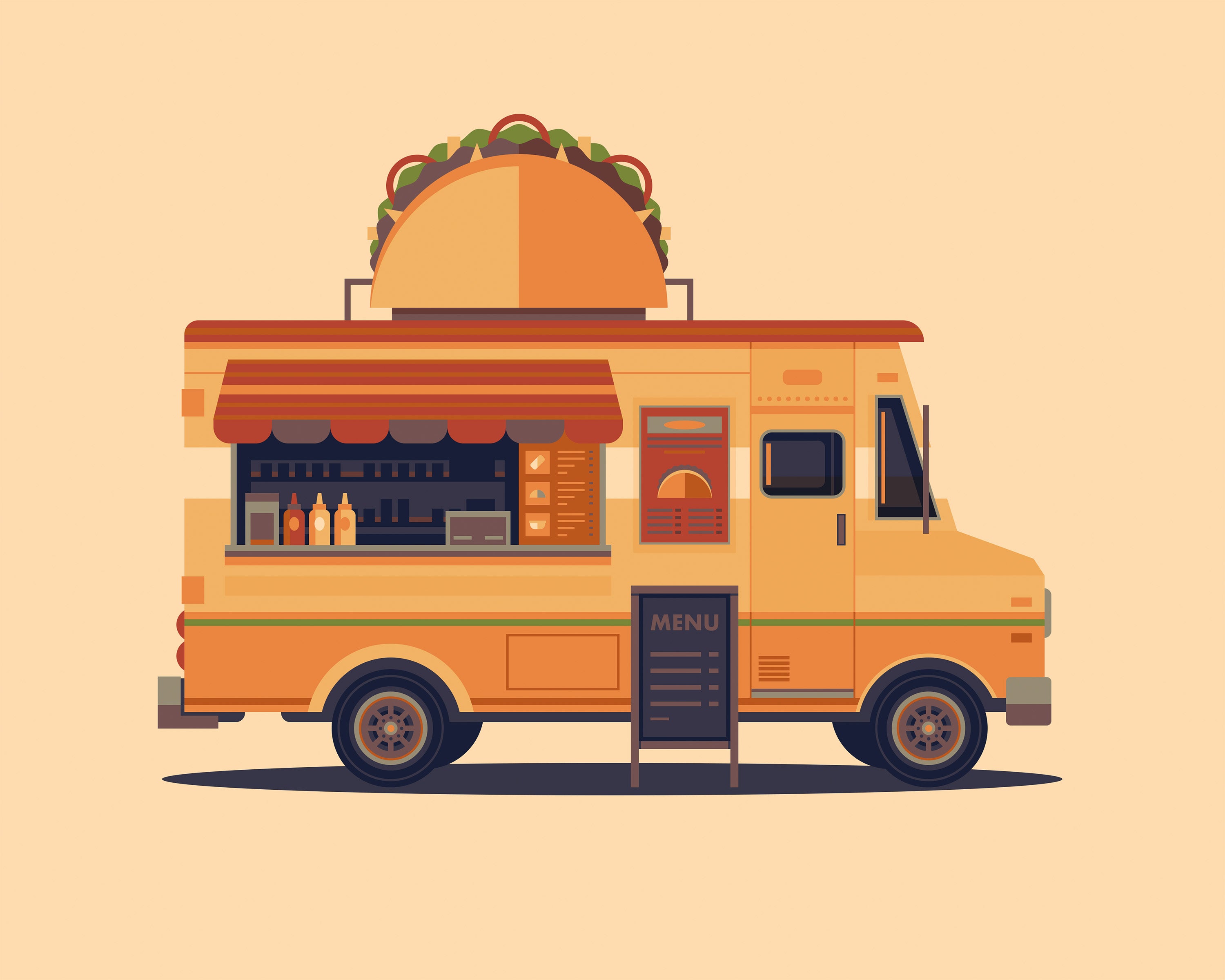 Taco Truck Los Angeles Art Print by George Townley