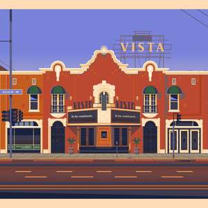 Vista Theatre Illustration, Los Angeles Art Print by George Townley