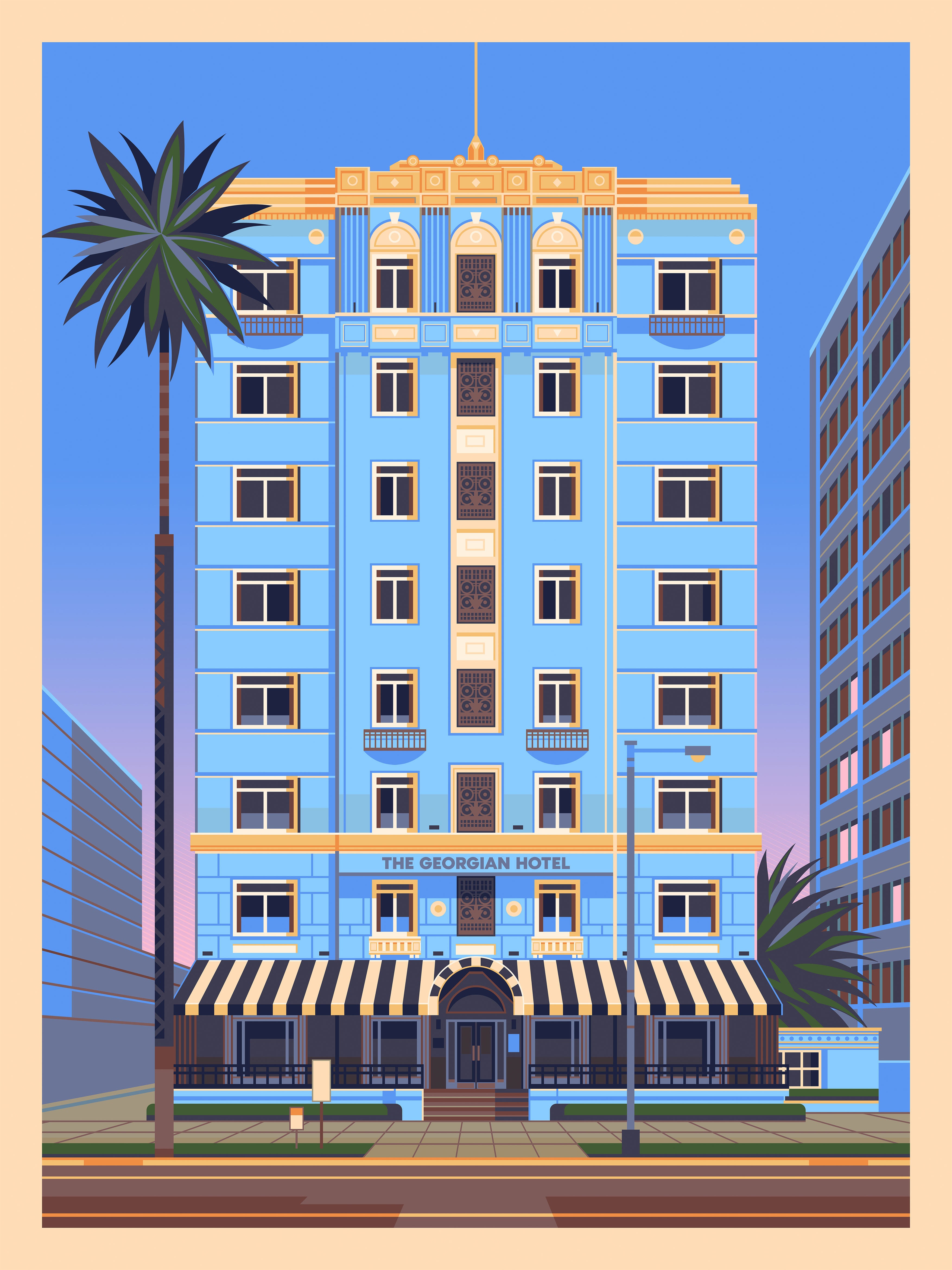 The Georgian Hotel Los Angeles Art Print by George Townley